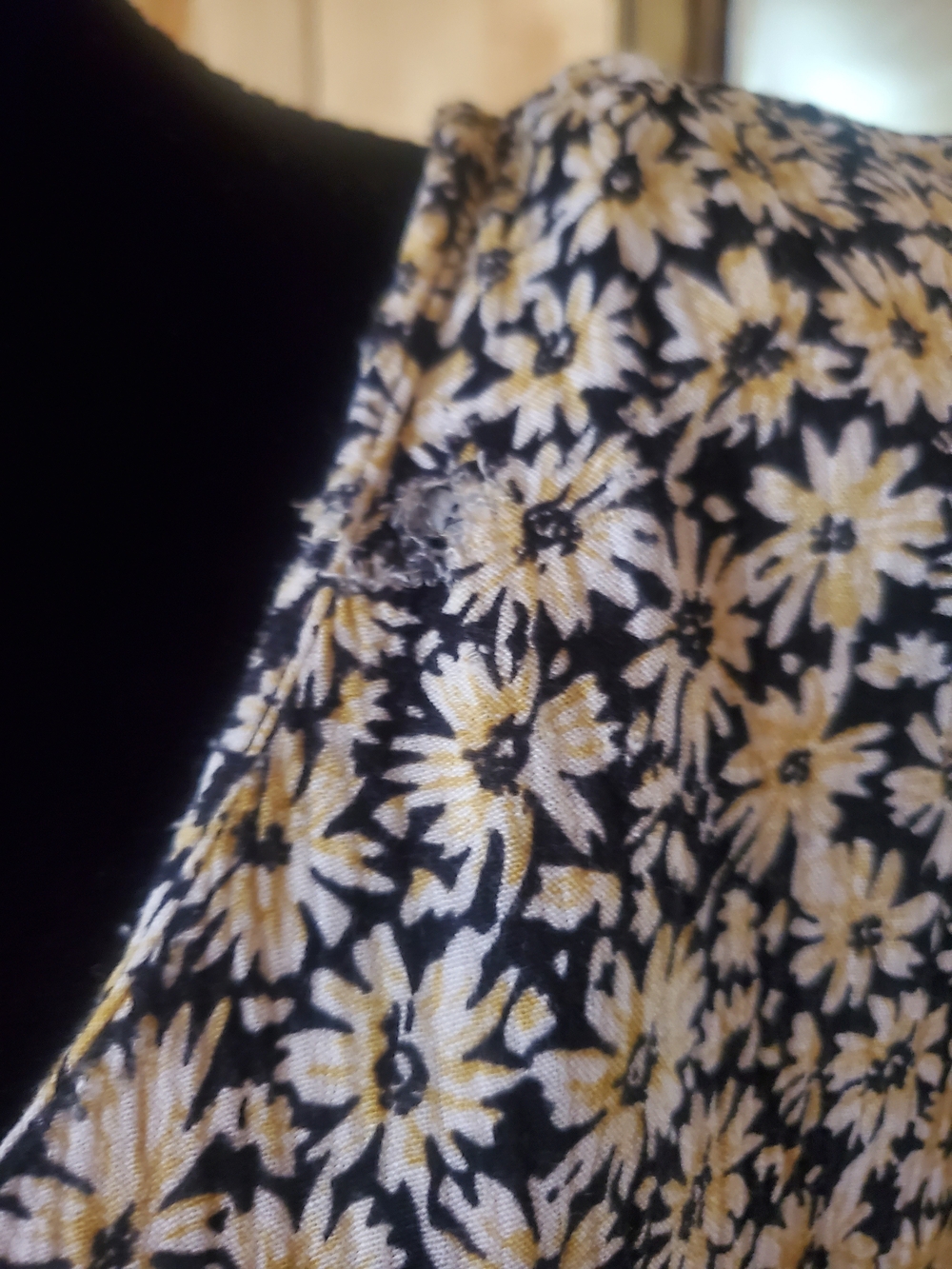 Vintage 90s Daisy Print Jumpsuit Wide Leg Palazzo Button Front Romper Navy - Picture 7 of 11